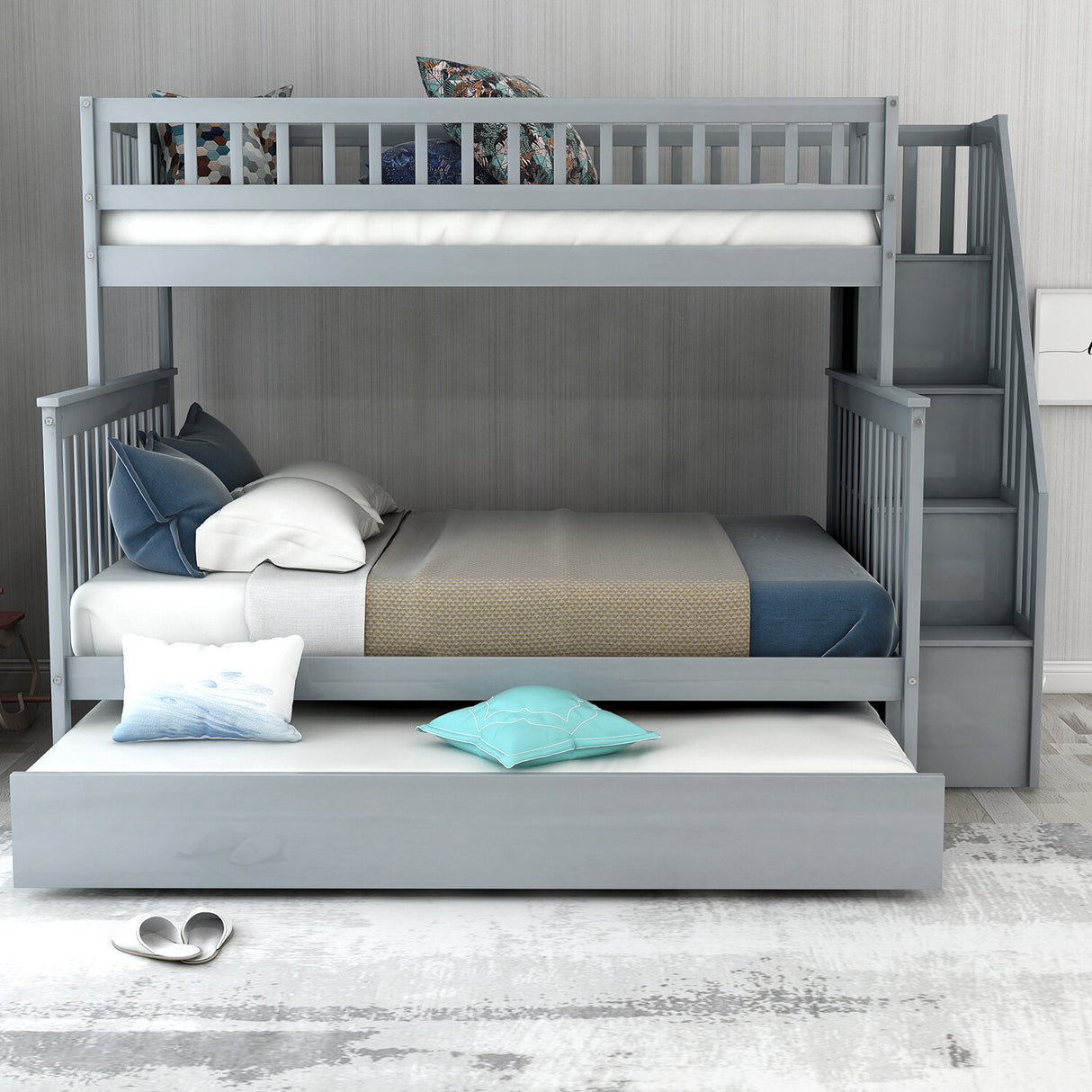 Single and Double Bunk with Staircase and Trundle